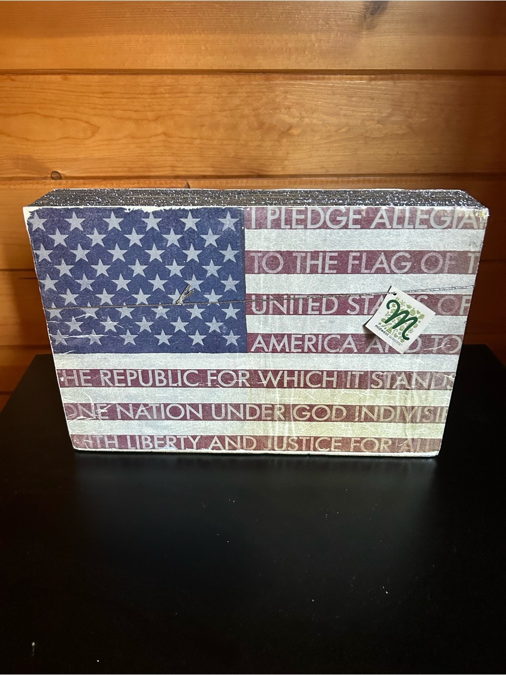 Patriotic American Flag 🇺🇸 Block Sign - Red, White & Blue